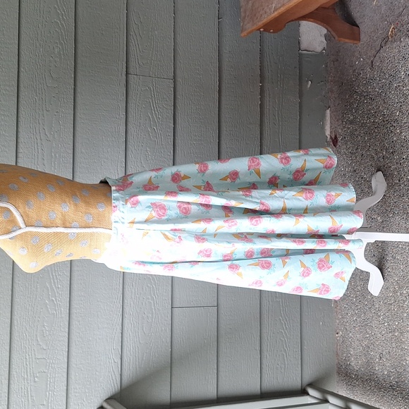 Retro Pin-up Vintage Voodoo Vixen Full Midi Skirt Ice Cream Floral Clowncore S - Picture 10 of 13